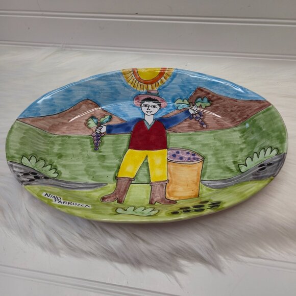 Nino Parrucca Large Platter Or Wall Hanging Art Made In Italy Signed 98A 8.5x13" - Picture 2 of 8